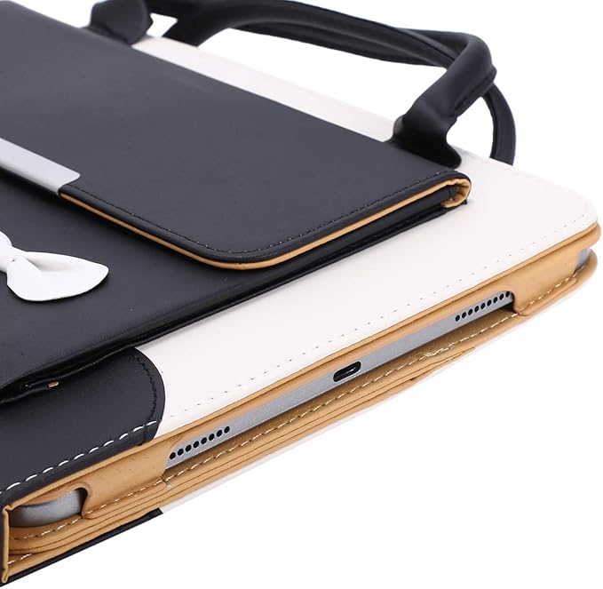 Handbag Case for iPad Pro 13" (M5/M4) 2025/2024, Air 13" M2 M3, iPad Pro 12.9-inch 2018-2022, Techcircle Cute Bowknot Pocket Wallet Design Folio Stand PU Leather Carrying Case, Auto Sleep/Wake, Black