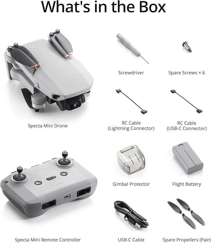 Specta Mini Drone with Camera 4K for Adults, 32800ft FPV Transmission, Easy to Fly, 3 Aixs Gimbal, 31-Min Flight, 4K/30fps, Under 249g Portable Drone for Beginners