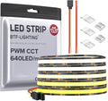BTF-LIGHTING FCOB CCT COB LED Strip Tunable 2700K-6500K DC24V 16.4FT 640LED/m CRI 90+ Flexible High Density Dimmable LED Light Black PCB for Bedroom Indoor Decor(No Adapter or Controller)