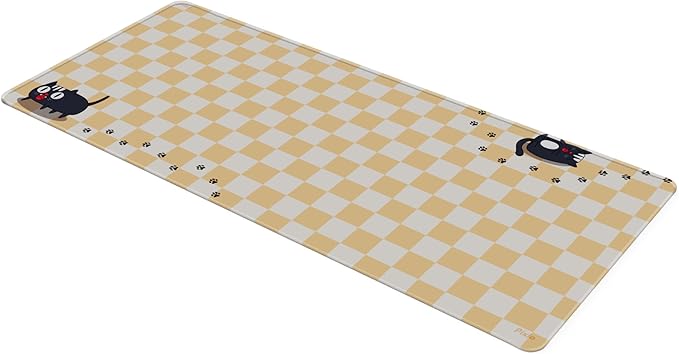 Pixio Mouse Pads - 36 x 16 inch XXL Checker Cats Orange Multifunctional Large Desk Mats for Gaming, Office, Desktop Anti-Slip Waterproof Washable Computer Mouse Mat