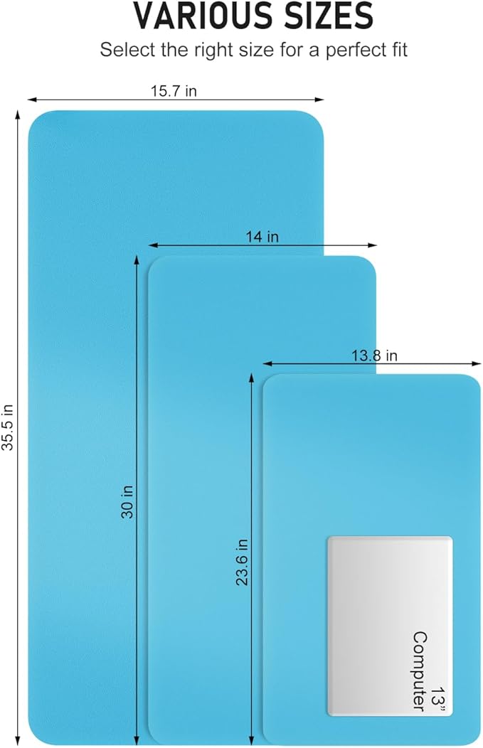 Desk Pad, 30" x 14" PU Leather Non-Slip Desk Mat Large Mouse Pad for Desktop, Waterproof Laptop Computer Writing Mat for Office, Home, Work, Gaming, Aqua Blue