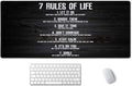SSOIU 7 Rules of Life Motivational Quotes Mouse Pad 35.5 X 15.7 Inch XXL Full Desk Mousepad Extended Large Non-Slip Rubber Base Waterproof Big Keyboard Mat with Stitched Edges for Gaming and Office