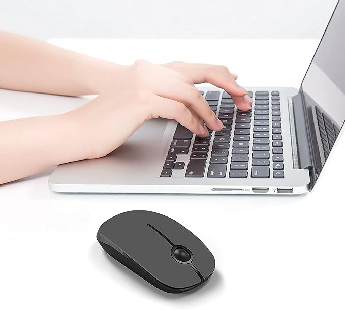 Unipows Wireless Mouse - 2.4G Slim Portable Computer Mouse with Nano Receiver, Less Noise Mobile Optical Mice for Notebook, PC, Laptop, Computer, Mac (Black and Grey)