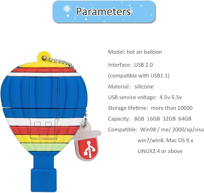 Cute USB Flash Drive 32GB Balloon Shape Computer Thumb Drive Memory Stick USB 2.0 Pendrive for Teachers, Students, Family and Friends (Balloon)