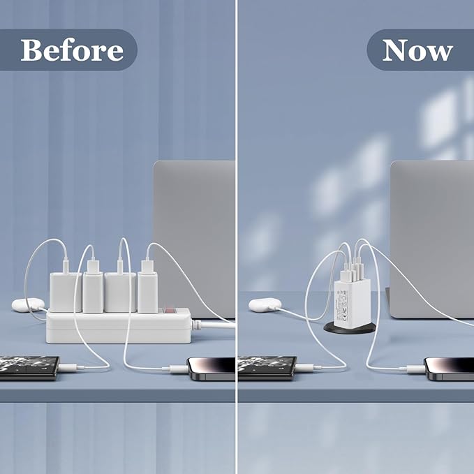 USB C Wall Charger, 40W 4-Port USB C Charger Block, Fast Charging Block Dual Port PD+QC Wall Plug Multiport Type C for iPhone 14/13/12/11/Pro Max/XS/XR/8/7, iPad, Samsung Phone, Tablet