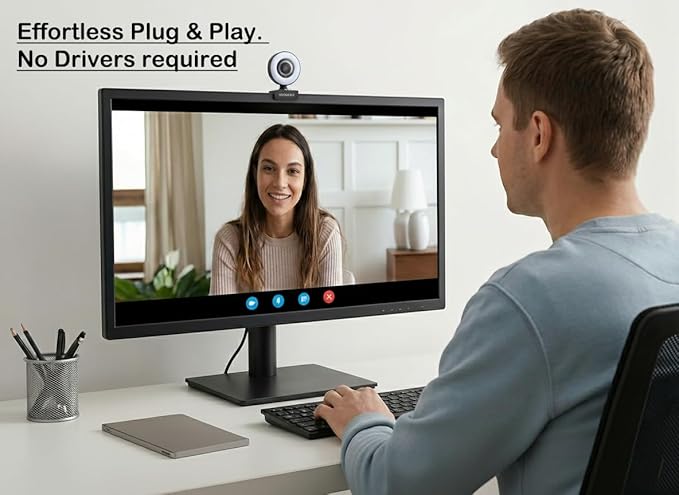 Webcam with Light Full HD 4K 1080P Web Camera Auto Focus Microphone Plug and Play USB Computer Web cam for PC Laptop Desktop, Mac Zoom Skype Teams