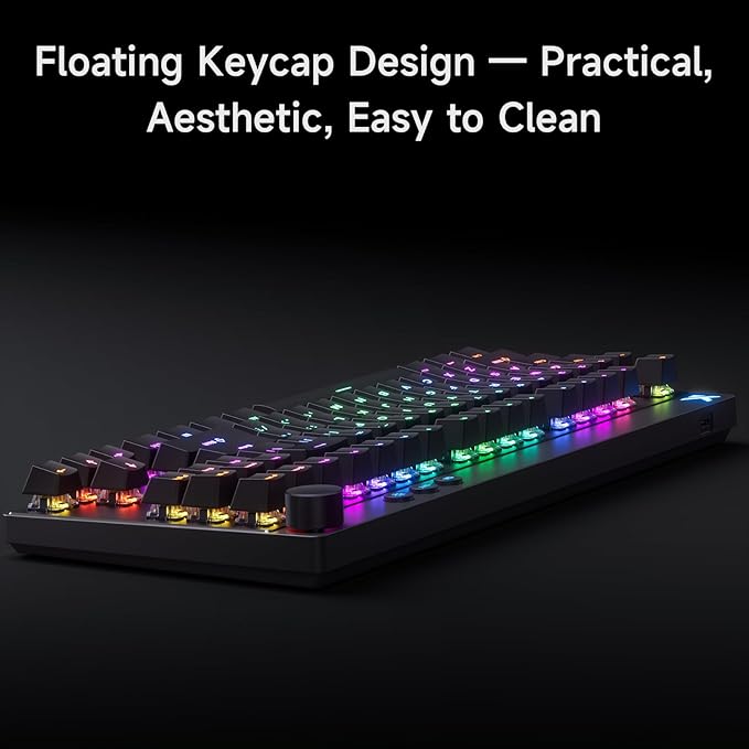MCHOSE Mix 87 TKL Wired Gaming Keyboard Magnetic Switch Hall Effect Keyboards Rapid Trigger SOCD 8K Polling Rate Volume Knob Adjustable Actuation Point RGB Lighting HotSwap Black Apollo Switch