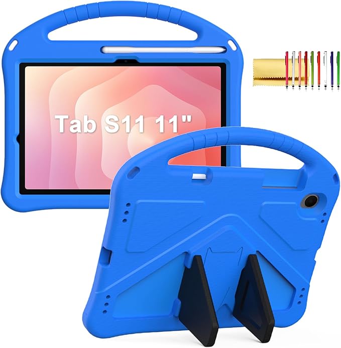 Kids Case for Samsung Galaxy Tab S11 2025 11" Tablet, Techcircle Light Weight Shock Proof EVA Foam Handle Rugged Stand Protective Case, Blue