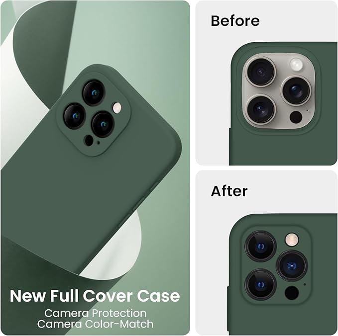 FireNova Designed for iPhone 16 Pro Max Case, Silicone Upgraded [Camera Protection] Phone Case, Soft Anti-Scratch Microfiber Lining Inside, 2024, Alpine Green