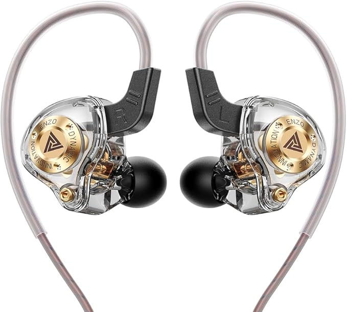 Piluyaa Wired Gaming Headphones IEM Earphones with 1DD，QKZ ENZO in Ear Monitor, HiFi Earbuds, Bass Sound with New 11mm Dynamic Driver for Video Music Gaming (Grey)