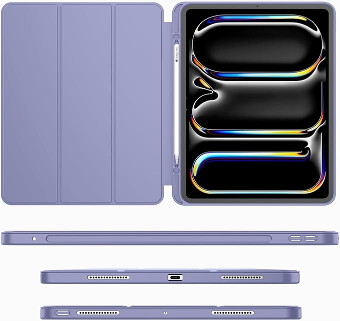 iMieet iPad Pro 13 Inch Case (M5/M4) 2025/2024 with Pencil Holder, Trifold Stand Smart Case with Soft TPU Back, Auto Wake/Sleep (Lavender)