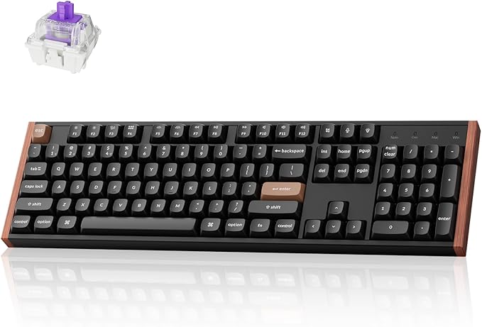 Keychron K10 HE Hall Effect Keyboard, Gateron Double-Rail Magnetic Nebula Switch, Full-Size Tri-Mode Wireless Keyboard with Rapid Trigger, Adjustable Actuation, RGB, Aluminum + Wooden Frame