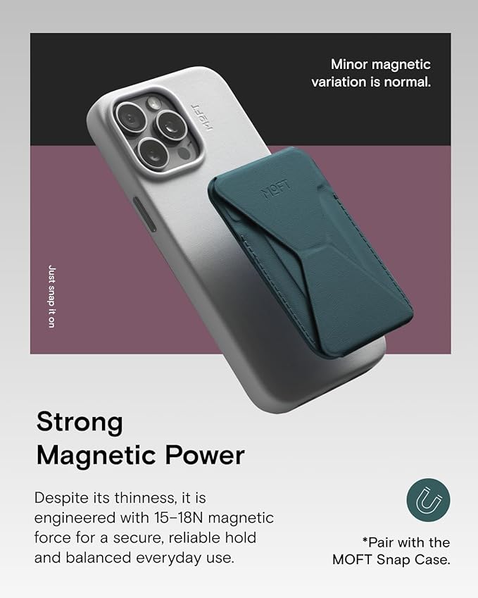 MOFT Magnetic Wallet Stand Compatible with iPhone 17/16/15/14/13/12 Series, Angle Adjustment & Magsafe Compatible MOVAS Phone Stand,Jungle