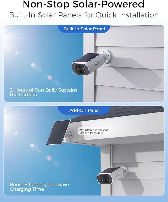 Solar Security Cameras Wireless Outdoor, 2Mins DIY Installation 4MP Color Night Vision Cameras for Home Security, Compatible Home Station Only