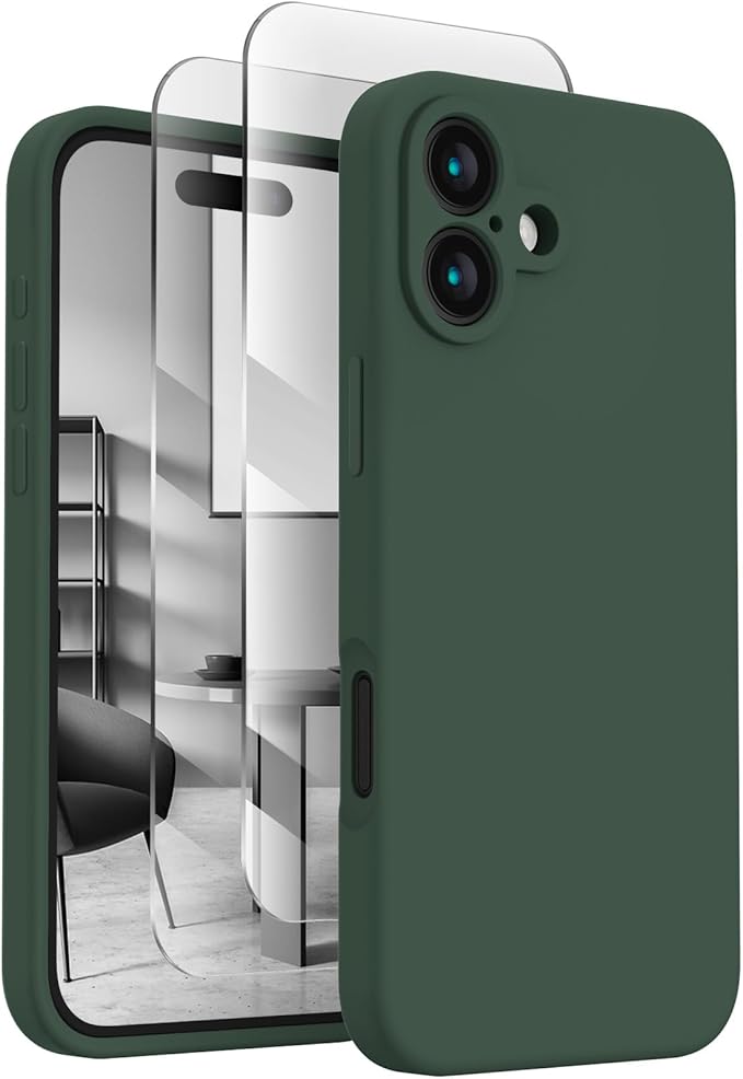 FireNova Designed for iPhone 16 Case, Silicone Upgraded [Camera Protection] Phone Case, Soft Anti-Scratch Microfiber Lining Inside, 6.1 inch, Alpine Green
