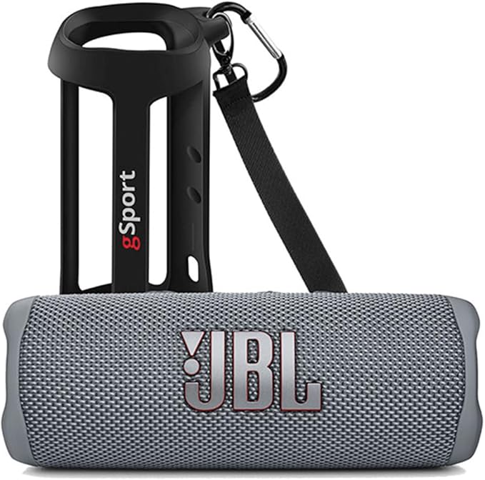 JBL FLIP 6 Waterproof Portable Speaker Bundle with gSport Silicone Sleeve (Gray)