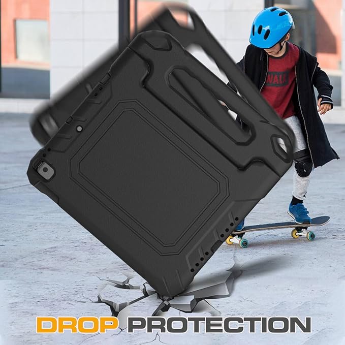 Kids Case for iPad 9th/8th/7th Generation 10.2 Inch 2021/2020/2019, Case for iPad Air 3rd Gen/Pro 10.5 Inch, Durable Shockproof Cover with Screen Protector for iPad 10.2 & 10.5, Black