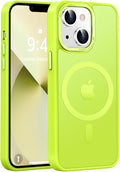Newfuture Designed for iPhone 13 Case & iPhone 14 Case with Magnetic [13 FT Military Drop Protection] [Compatible with Magsafe] Slim Shockproof with Anti-Fingerprint Phone Case, Fluorescent Green