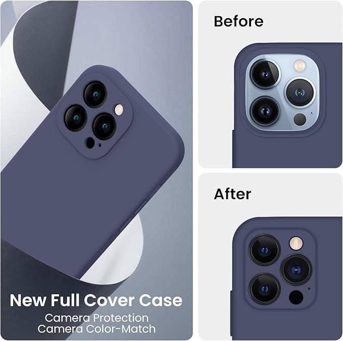 FireNova Designed for iPhone 13 Pro Case, Silicone Upgraded [Camera Protection] Phone Case, Soft Anti-Scratch Microfiber Lining Inside, 6.1 inch, Navy Blue