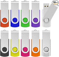 USB 3.0 Flash Drive KOOTION 10 Pack 32GB Thumb Drive 3.0 USB Stick Keychain Memory Stick Swivel Jump Drives, Mixcolors