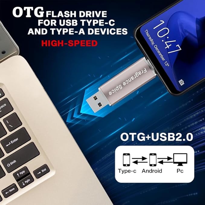 Smart Flash Drive for Android, USB Flash Drive 64GB – Compatible with Samsung USB, MacBook, Laptop, PC, and USB for iPhone Pictures - Portable High-Speed Memory Stick (Black, 64GB)