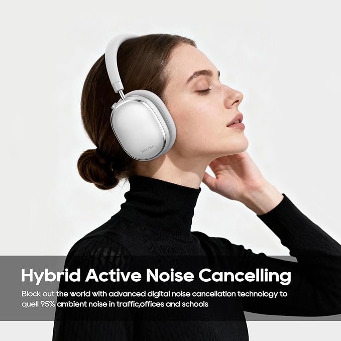 Srhythm NiceComfort 95 Hybrid Noise Cancelling Headphone Wireless, Bluetooth Headset with Transparency Mode,ENC,HD Sound