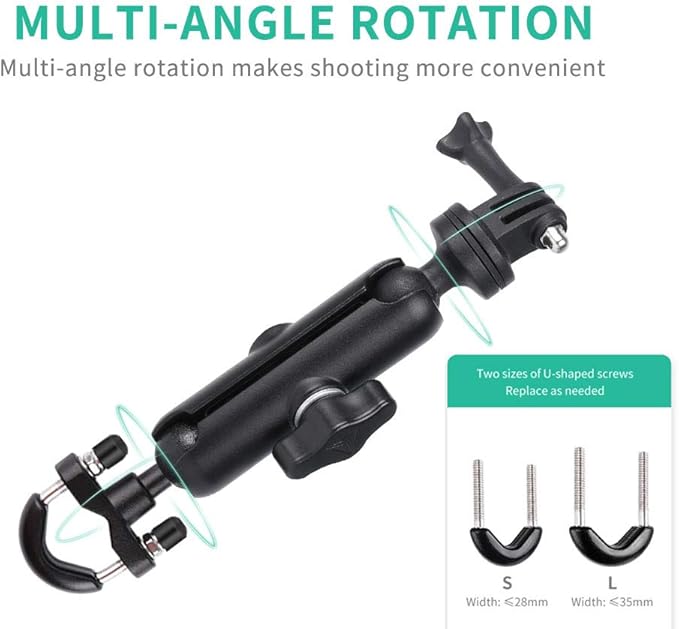 360°Motorcycle Bike Camera Holder Handlebar Mount Bracket 1/4 Metal Stand for GoPro Hero10/9/8/7/6/5/4 Action Cameras Accessory(Cool Ballhead Arm Super Clamp Mount Multi)