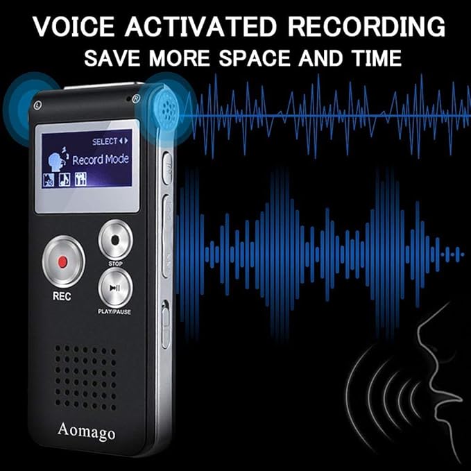 64GB Digital Voice Recorder Voice Activated Recorder for Lectures, Meetings, Interviews Aomago Audio Mini Recorder Portable Tape Dictaphone with Playback, USB, MP3