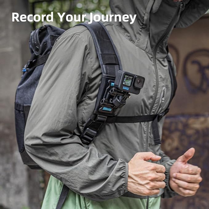 Magnetic Backpack Shoulder Strap Mount, 360° Rotatable Quick Release Backpack Mount, Bag Belt Shoulder Strap Clip Holder Compatible with GoPro Hero 13/12/11/9, DJI Action 6/5 Pro/4/3 and More