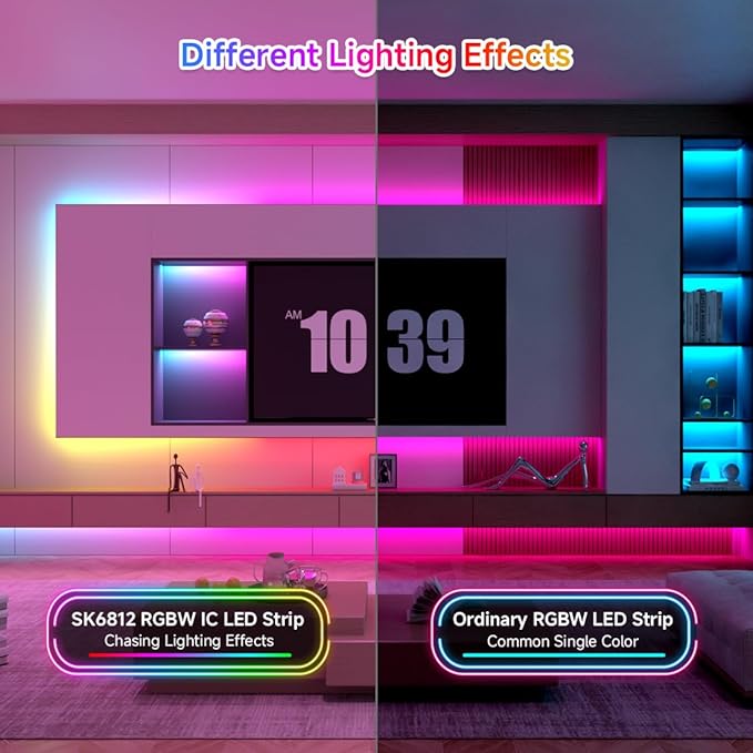 BTF-LIGHTING SK6812(Similar WS2812B) UL Listed RGBW RGB+Warm White(3000K) Individually Addressable DC12V 16.4FT 30LED/m 4 Colors in 1 Light Dream LED Strip IP30 White PCB(No Adapter or Controller)