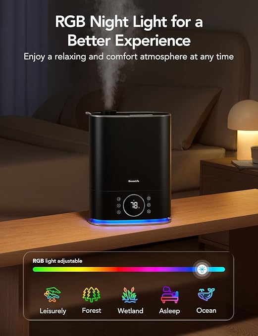 GoveeLife Smart Hygrometer Thermometer, WiFi Temperature Monitor H5179, GoveeLife Smart Humidifiers for Bedroom, Warm and Cool Mist Humidifier for Large Room H7143