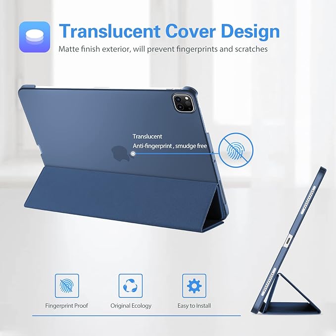 ProCase for iPad Pro 11 Inch Case 2022/2021/2020/2018(4th/3rd/2nd/1st Generation), iPad Pro 11" Slim Stand Hard Back Cover Shell Smart Folio Compatible with Pencil/Support Auto Wake/Sleep -Darkblue