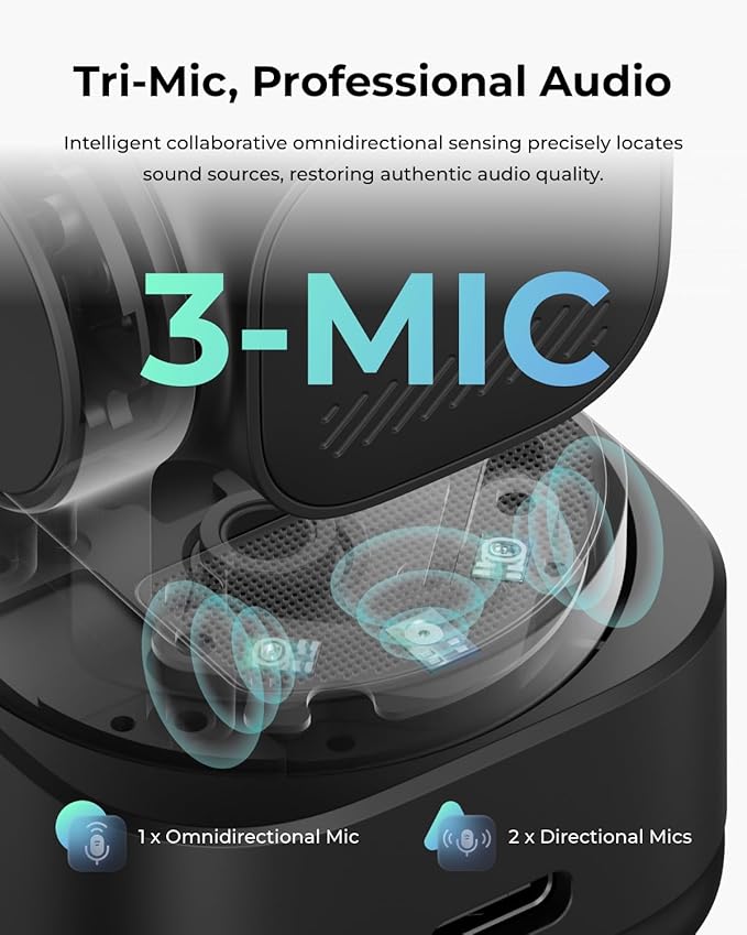 OBSBOT Tiny 3 Lite AI-Powered Spatial Audio 4K Webcam, 1/2" Sensor Tri-Mic Voice Control Gesture Control HDR Webcam for PC Laptop Zoom Meeting