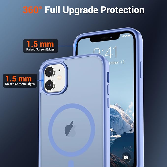 SUPFINE Magnetic for iPhone 11 Phone Case (Compatible with MagSafe)(Military Grade Drop Protection) Translucent Matte Shockproof Phone Cover,Blue Purple