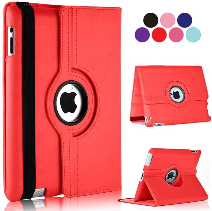 Vultic Rotating Case for iPad Pro 12.9 inch [6th/5th/4th/3rd Gen 2022/2021/2020/2018], 360 Degree Stand [Auto Sleep/Wake] Folio PU Leather Smart Cover (Red)