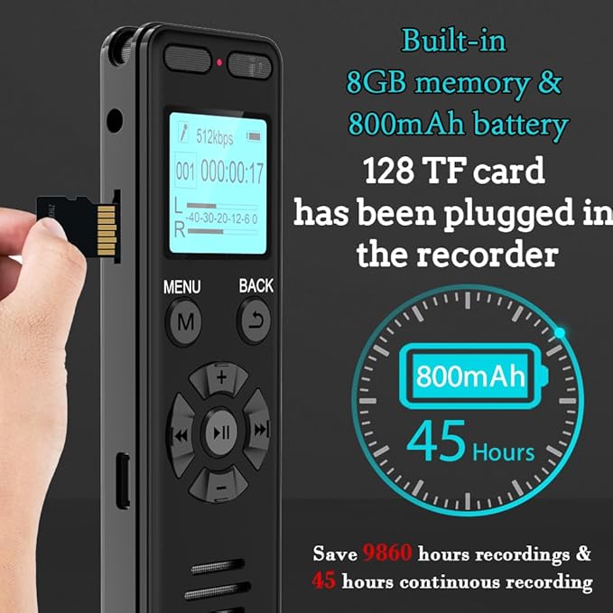 136GB Digital Voice Recorder Voice Activated Recorder for Lectures Meetings - aiworth 9860 Hours Sound Audio Recorder Dictaphone Recording Device with Playback,MP3 Player,Password,Variable Speed.