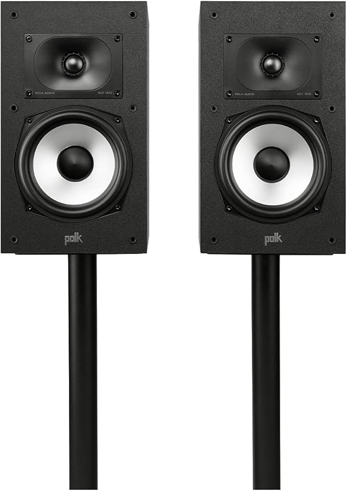 Polk Monitor XT20 Pair of Bookshelf or Surround Sound Speakers - Hi-Res Audio Certified, Dolby Atmos & DTS:X Compatible, 1" Terylene Tweeter & 6.5" Dynamically Balanced Woofer (Pair, Midnight Black)