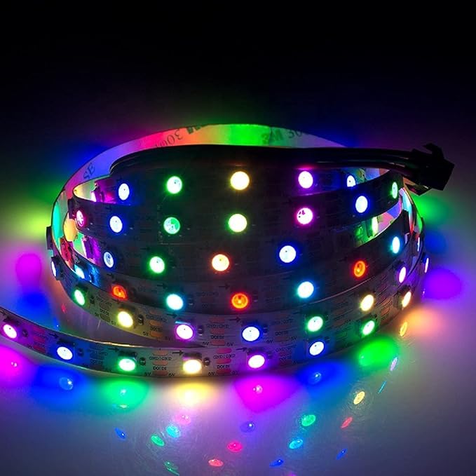 WS2812B LED Strip Individual Addressable Light Full Color SMD 5050 RGB Pixel Strip DC5V (30Pixels/m 150Pixels 16.4FT 150LEDS Waterproof IP65, Black PCB)