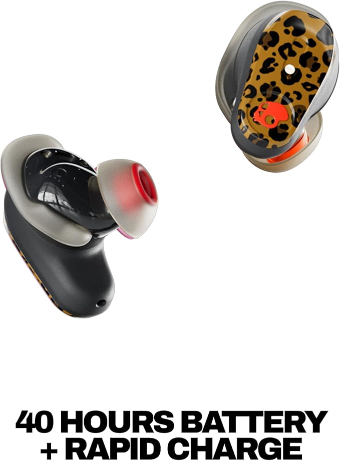 Skullcandy Method 360 ANC Wireless Earbuds, Sound by Bose, Bluetooth Headphones, Premium Noise Cancelling, Up to 40 Hrs Battery, Sweat and Water Resistant, Microphone for iPhone Android - Leopard