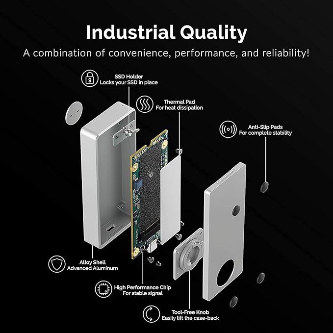 SABRENT Thunderbolt 3 Certified M.2 NVMe SSD Tool Free Solid Aluminum Enclosure (EC-T3NS)
