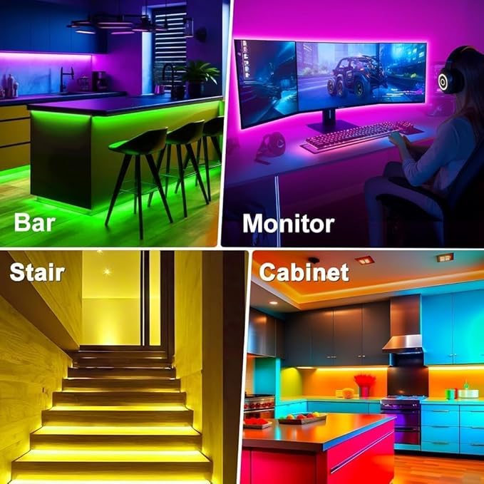PSTAR Led Lights for Bedroom,32.8ft Music Sync Color Changing RGB led Strip Lights with Remote App Control Bluetooth LED Lights,USB-Powered,for Room TVs Computer Home Cinema Party Decorations
