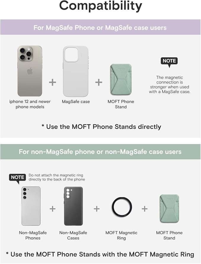 MOFT Magnetic Wallet Stand Compatible with iPhone 17/16/15/14/13/12 Series, Angle Adjustment & Magsafe Compatible MOVAS Phone Stand,Seafoam