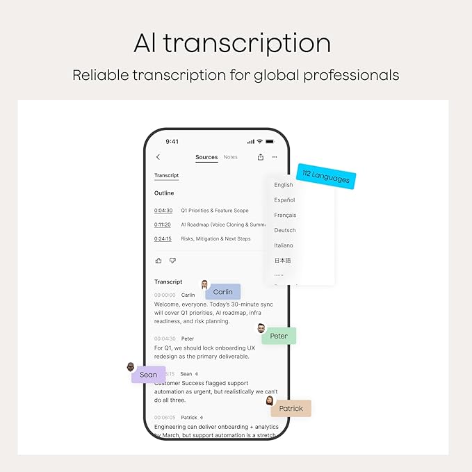 Plaud Note Pro AI Voice Recorder, Transcribe & Summarize with AI Note Taker for Meetings & Calls, Professionals & Teams, Supports 112 Languages, Ultra-Slim, InstantView Display, Case Included, Silver