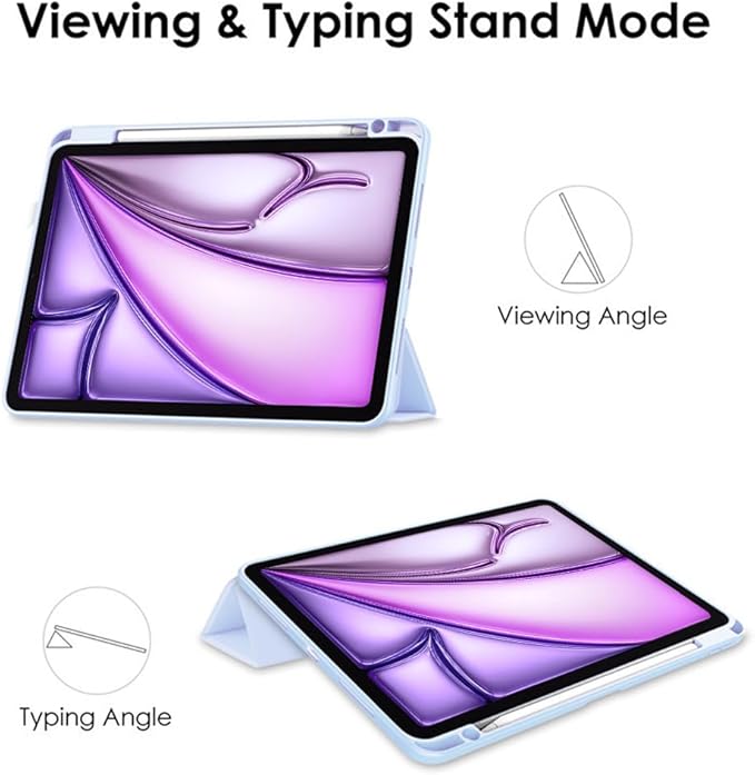 Clear Case for iPad Air 13 Inch (M4 2026/M3 2025/M2 2024)&iPad Pro 12.9 6th/5th/4th/3rd Gen (2018-2022) with Pencil Holder, Magnetic Trifold Smart Stand Cover Auto Wake Sleep (Light Blue)