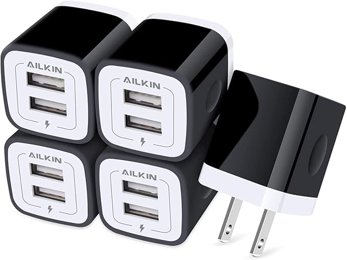 USB Wall Plug, Multi USBA AC Power Charger Adapter USB-A Block Cube for iPhone, iPad, Samsung, Google Pixel, LG, Camera Phones & Tablets Charge Multiple USB Plug Station Base