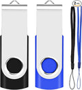 2GB USB Flash Drive 2-Pack EASTBULL USB 2.0 Drive Swivel USB Stick Memory Stick Metal Pen Drive (Black & Blue)