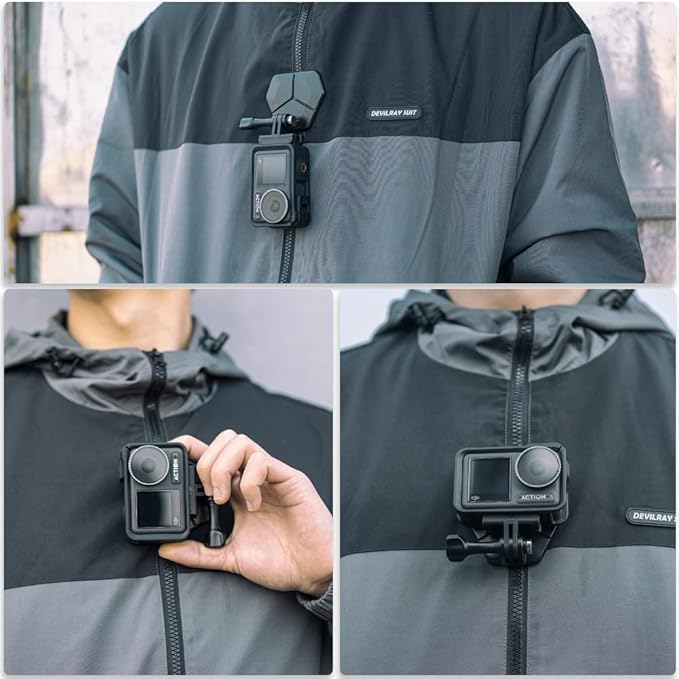 Magnetic Neck Mount for Action Cameras, Quick Release Chest Mount with Strap, POV Vlogging Compatible with GoPro Hero 13 12 11 10 9 8 Black,DJI Osmo Action 6 5 pro/4/3/2 and More