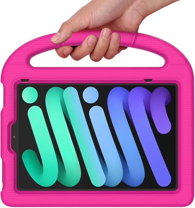 SUPLIK Kids Case for iPad mini 7 (A17 Pro) 2024 & iPad mini 6 (A15) 2021, 8.3-inch iPad mini 6th/7th Generation Case with Screen Protector, Durable Shockproof Kids Cover with Handle Stand, Pink
