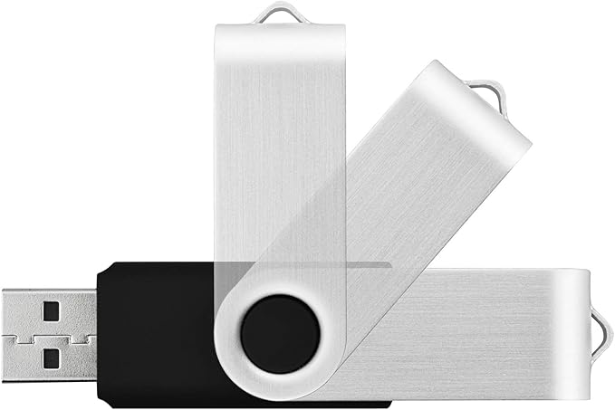 KOOTION 10 X 1GB USB Flash Drive 1gb Flash Drive Swivel Thumb Drive Memory Stick Keychain Design Black