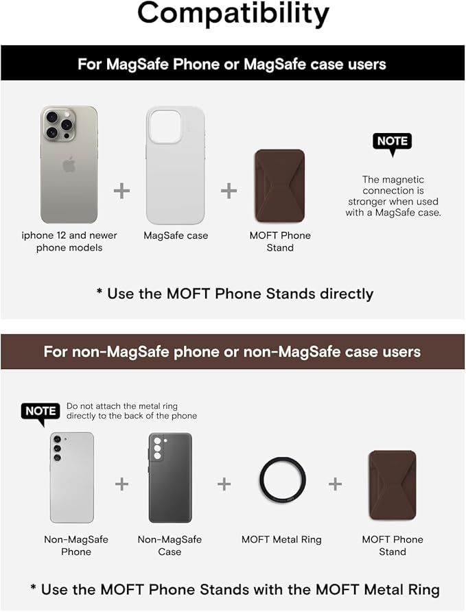 MOFT Magnetic Wallet Stand Compatible with iPhone 17/16/15/14/13/12 Series, Angle Adjustment & Magsafe Compatible MOVAS Phone Stand,Brownie